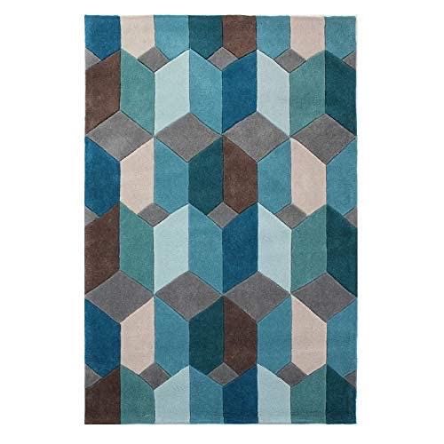 Geometric design Hand Tufted Size 8x10ft Rug 6x9ft. Rug 5x8ft. 9x12ft.Modern  Area Rug for bedroom,Home, office Baxter Style wool rug Blue